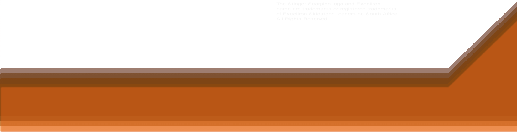 The Stinger Scorpion logo and Exceliron 
name are trademarks or registered trademarks 
of Exceliron Skidsteer Loaders cc South Africa. 
All Rights Reserved.