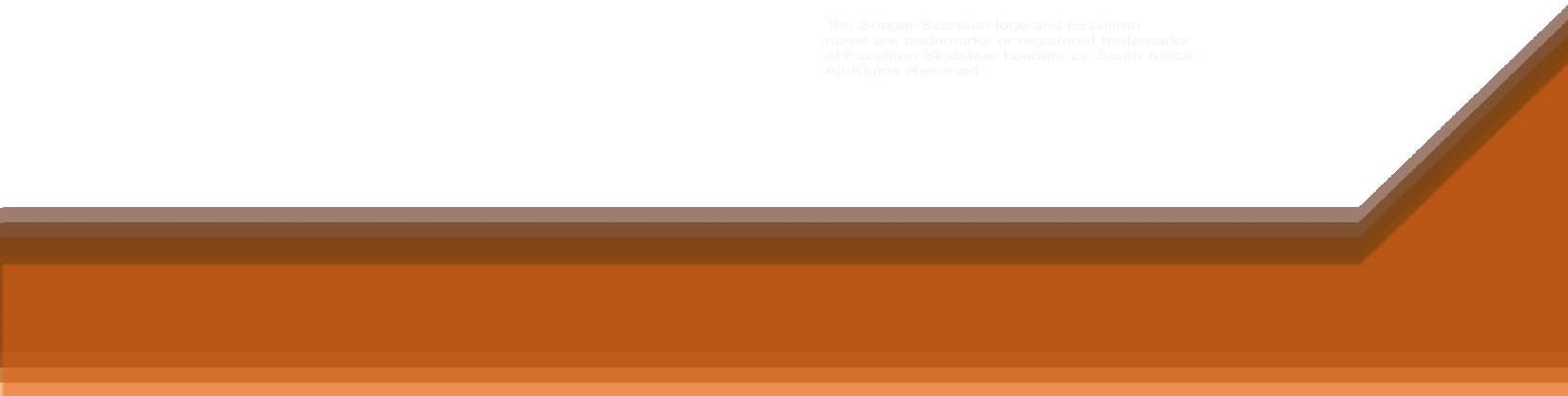 The Stinger Scorpion logo and Exceliron 
name are trademarks or registered trademarks 
of Exceliron Skidsteer Loaders cc South Africa. 
All Rights Reserved.