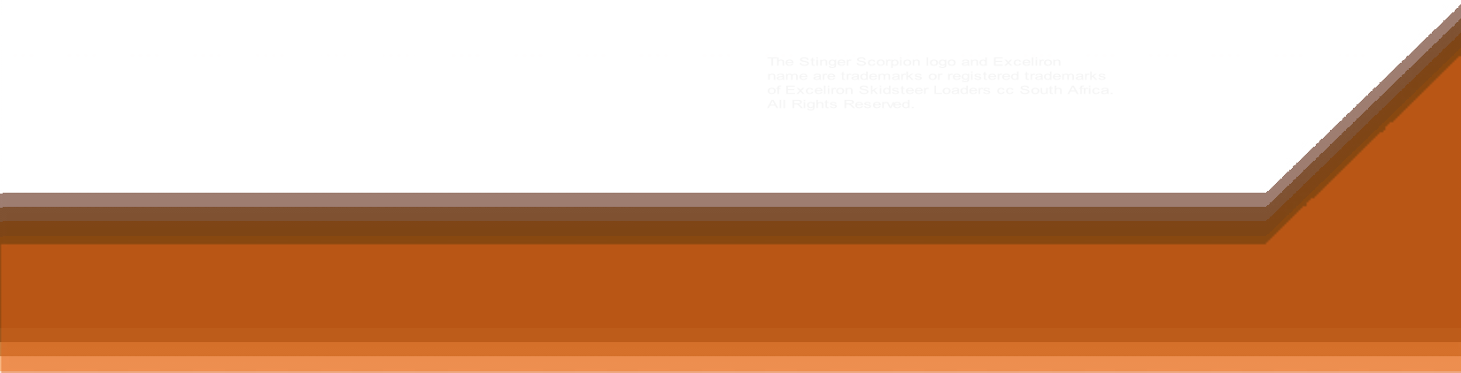 The Stinger Scorpion logo and Exceliron 
name are trademarks or registered trademarks 
of Exceliron Skidsteer Loaders cc South Africa. 
All Rights Reserved.