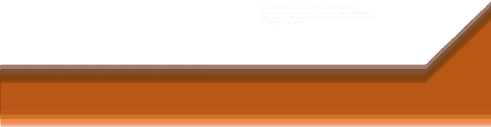 The Stinger Scorpion logo and Exceliron 
name are trademarks or registered trademarks 
of Exceliron Skidsteer Loaders cc South Africa. 
All Rights Reserved.